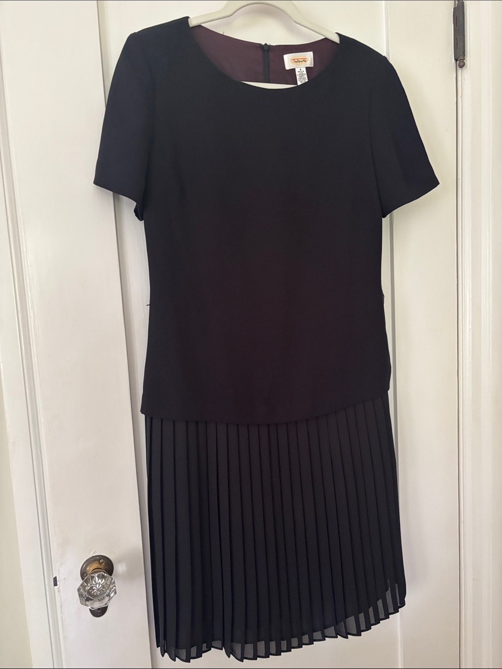 Talbots Black Short-Sleeve Pleated Skirt Dress